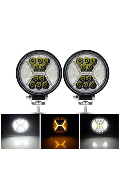 2 Pieces Round LED Work Light 4 inch Spot Flood Beam For Offroad 4x4 SUV Tractor Truck Fog Lamp Driv