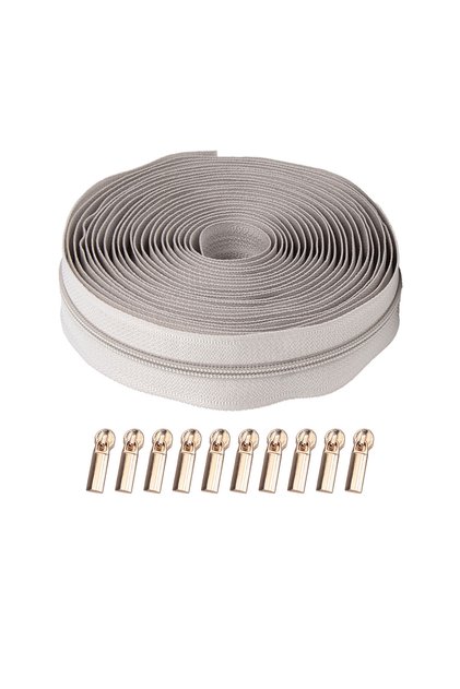 3# No.309 1 Set, 3 # Nylon Zipper (450Cm/177Inch/5Yard) with 10 Zipper Pullers, Suitable for Home Se