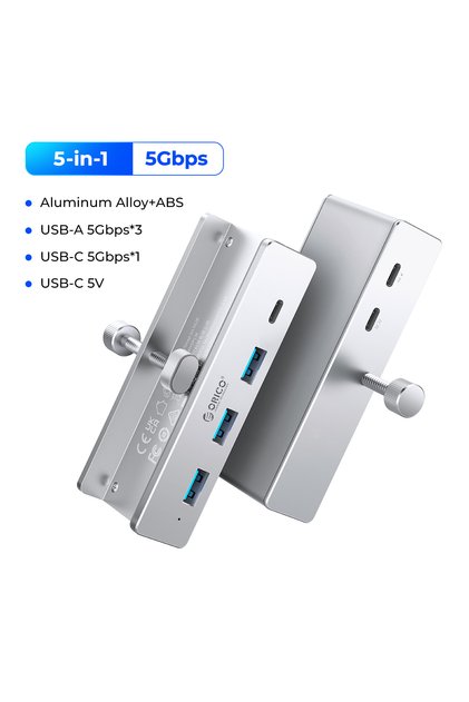 5-in-1 5Gbps USB 3.2 Hub 6-Port Expansion with Power Connector 10Gbps Protocol High-Spee