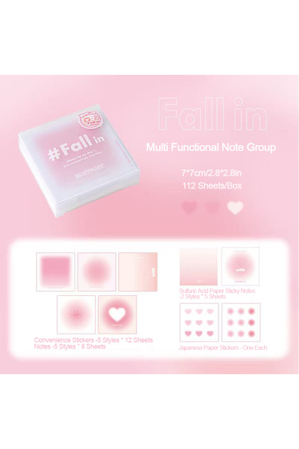 Pink Multi Functional Sticky Note Book Ins Gradient Small Fresh Sulfuric Acid Paper Inner Page Paper