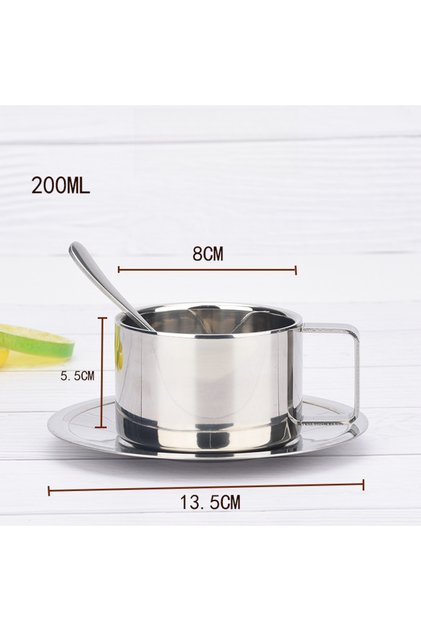 200ml Coffee cup 200M304L Stainless Steel Coffee Cup Double Layer Milk Cup and Saucer Set with Cup a