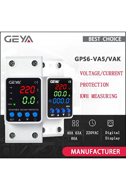 Voltage Current 2P 63A 220V GEYA Din Rail Adjustable Over Voltage Under Voltage Protection Device 40