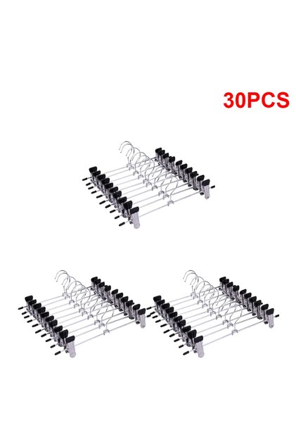 30PCS 10/20Pcs Pants Hangers with Clips Adjustable SkirtHangers for Women Non-Slip Trousers Hanger f