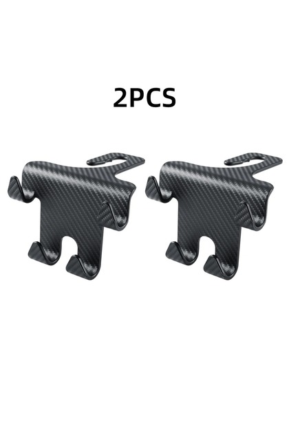 2pcs Car Seat Headrest Hook Carbon Fiber Mobile Phone Holder Car Vehicle Universal Holder Handbag Pu