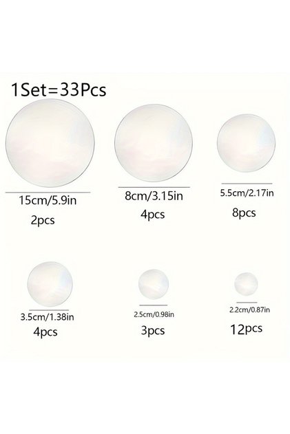 33pcs 33pcs Round 2D Acrylic Mirror Wall Decoration Suitable Bedroom Kitchen Bathroom Acrylic Mirror
