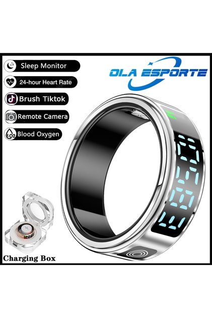 9 SilverPro 2025 Smart Ring with Display Screen and Touch, Wireless Charging, Health Manager, 5 ATM