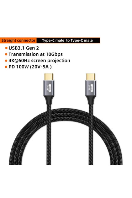 1.5m 100W CG-CG ZT USB C 3 Gen2 10Gbps Extension Cable Type C to C PD 100W QC4.0 3.0 5A Fast Chargin