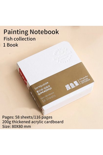 دفتر رسم لانغو 8×8 سم، 58 ورقة، دفتر رسم بورق سميك، كتاب ألوان مائية محمول، كتاب غواش