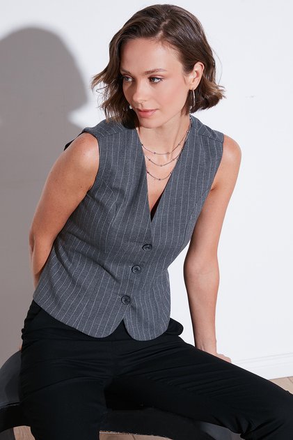 Fitted-Lined Classic Woven Vest Vest 611Yl030W4