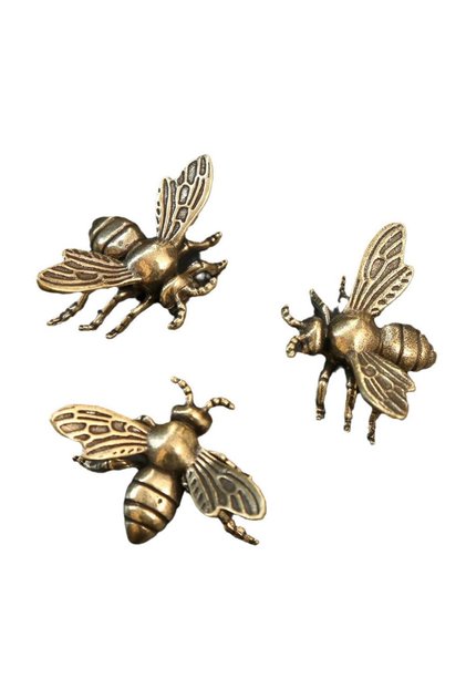3pcs 3pcs Brass Little Bee Ornament Solid Brass Insect Decors Statues Mini Home Shaped Figurine Offi