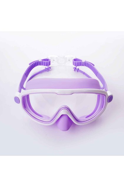Purple 1PC Swim Goggles with Nose Cover, Wide View Swimming Mask Anti-Fog/UV