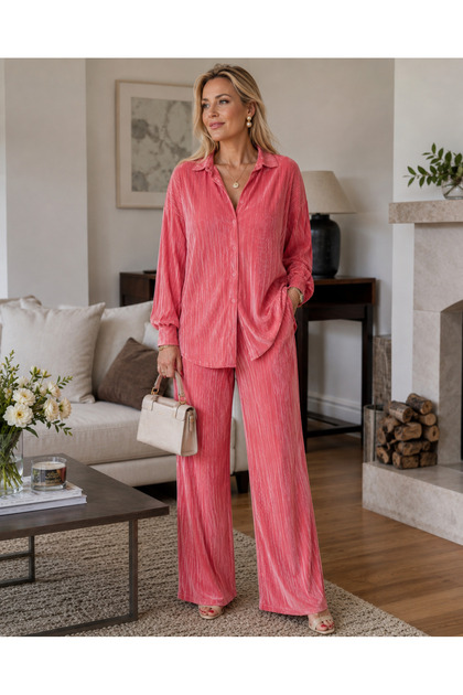 Fuchsia Pleated Wholesale Trousers - Fuchsia