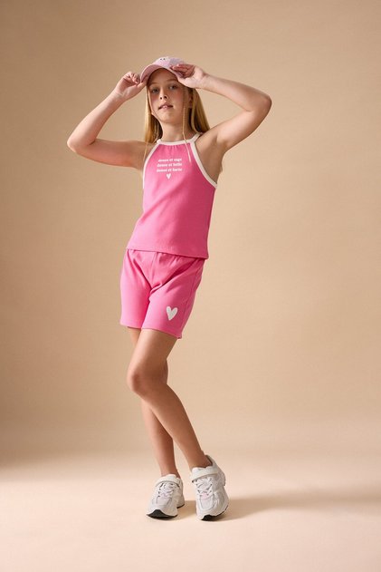 Ribbed Shorts Athlete 2-Piece Pink Set Girls I0043A826Hs