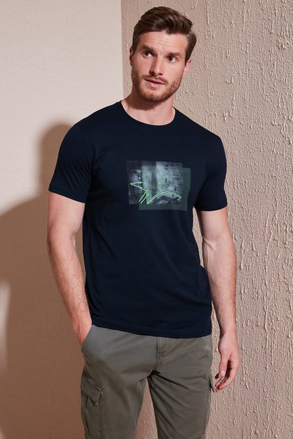 Cotton Slim Fit Crew Neck t Shirt Men's t Shirt 646R8120