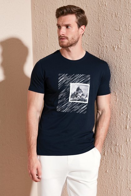 Cotton Slim Fit Crew Neck t Shirt Men's t Shirt 646R8320