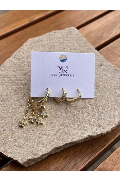 Ysx Jewelry Gold Starry Triple Earring Set