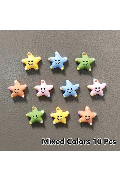 Mixed Color 10 Pcs 5/10pcs Mixed Colors Smiling Face Star Shape Fridge Magnets Fancy Cute Home Decor