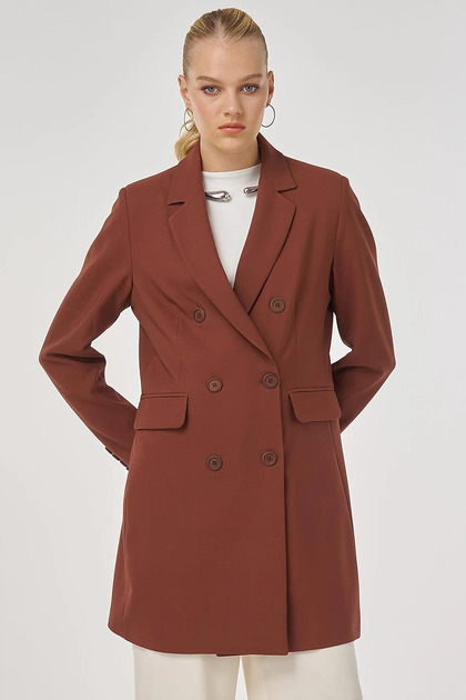 Basic Blazer Ceket Koyu Kahve
