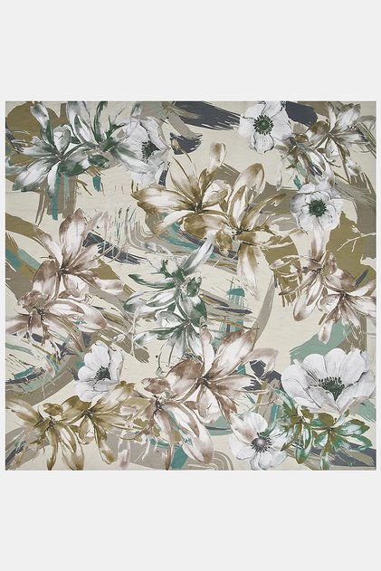 Mixed Floral Patterned Viscose Scarf Mold Green