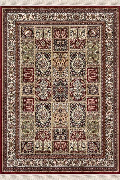Fesane FN005R Bordo Pamuk Taban Afgan Desenli Salon Oturma Odası Halısı