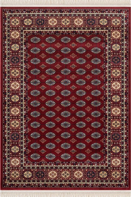 Fesane FN003J Bordo Pamuk Taban Afgan Desenli Salon Oturma Odası Halısı