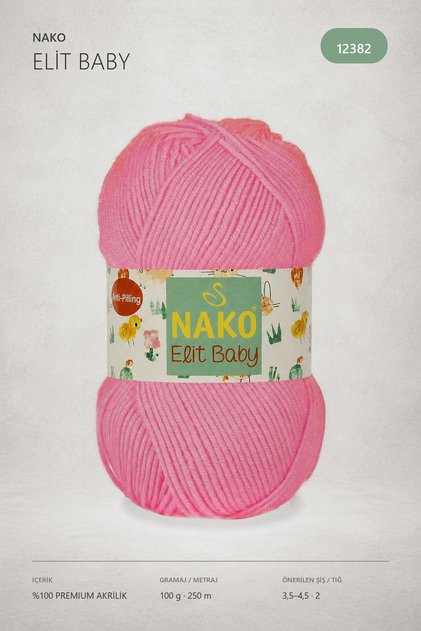 N.Ako Elit Baby Anti Pilling Non-Pilling Baby Floss 12382 Neon Pink