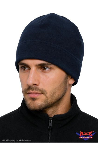 Lacivert Unisex Kışlık Yumuşak Dokulu Polar Bere
