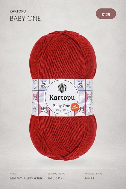 K.Artopu Baby One Non-Pilling Baby Hand Knitting Yarn K129 Dark Red