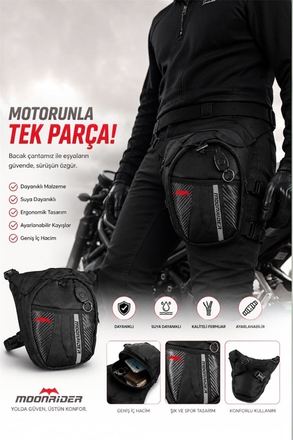 Motosiklet Bacak&bel Çantası Premium Suya Dayanıklı Unisex Geniş Ayarlanabilir Kemerli Motorcu Çanta