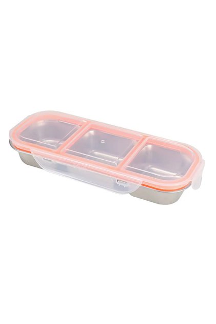 Orange Stainless steel mini compartment lunch box for light meals, specifically designed for weight