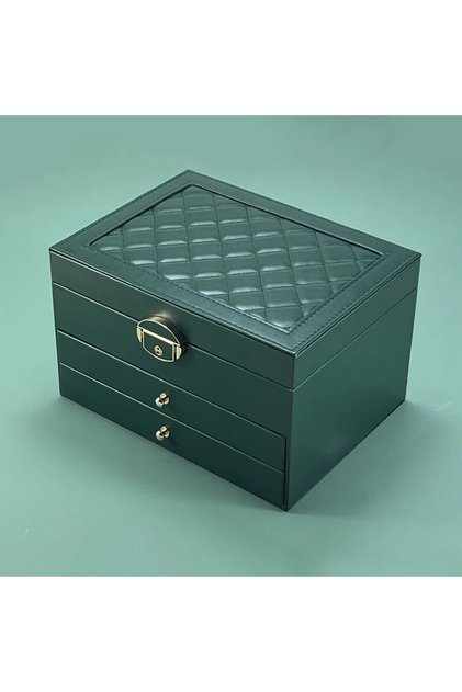 L Green High-End Multi-Layer Drawer-Type Jewelry Box Household Large Capacity Earring Storage Organi