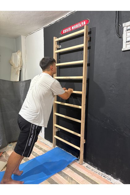 EŞSİZ MOBİLYA 200x55 cm 9 barlı İsveç Tırmanma, skolyoz Tırmanma Merdiveni, Rehabilitasyon, Fızık Tedavi Barı