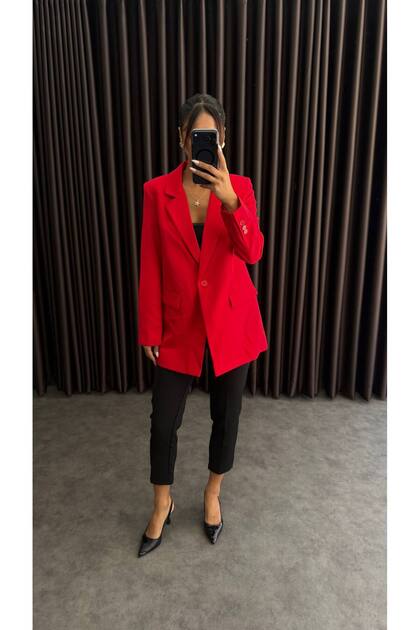 Kadın Tek Düğmeli Blazer Ceket - Şık ve Konforlu