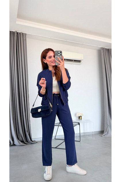 Lacivert Lexi Önü Fermuarlı Takım