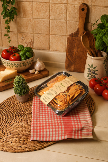 Domatesli Fettucine 330 Gr - İtalyan Usulü Şerit Makarna
