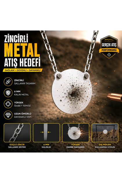 Modüler Metal Atış Hedefi – 6 mm Güçlendirilmiş Çelik, Zincir Askılı, Dayanıklı Atış Hedefi