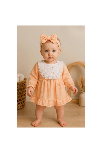 Baby Girl Patterned Ribbon Dress