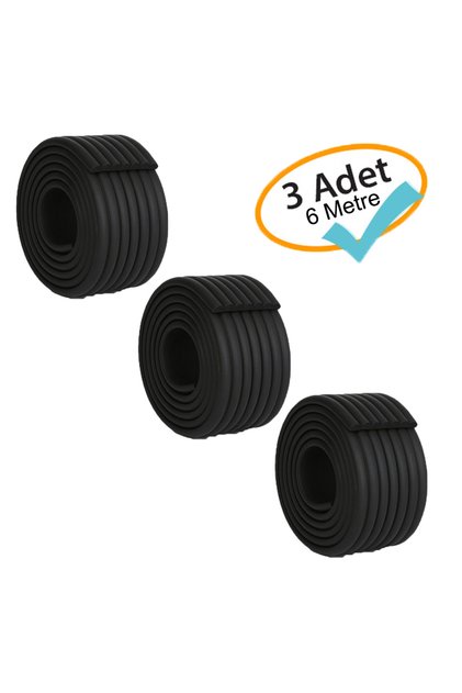 3 Pieces Multi-Purpose Rubber Edge Protector Black (6 Meters)