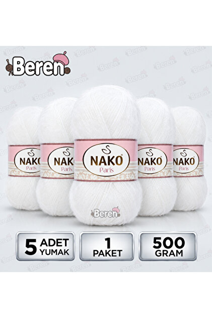 Paris - 208 White - 5-Pack - 100Gr/245M - Hand Knitting Yarn - Cardigan, Sweater, Blouse, Scarf, Beanie, Shawl