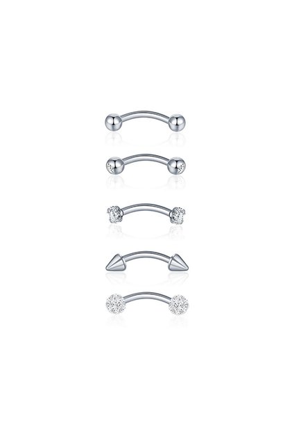 16G-1.2mm-6mm B2-5Pcs-Silvery 5Pcs Stainless Steel Rook Daith Earrings, Belly Lip Ring Eyebrow Studs