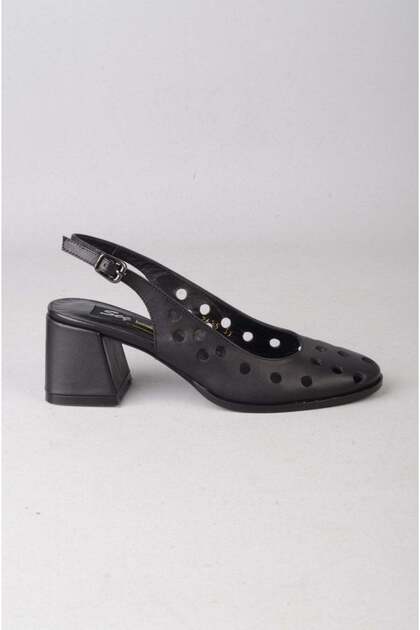 Seç 2625 Genuine Leather Heel-Style Women's Shoes (Heel Height: 6 cm) Black
