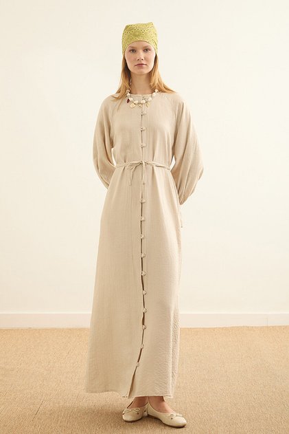 Birit Closed Waist Tie Dress Stone