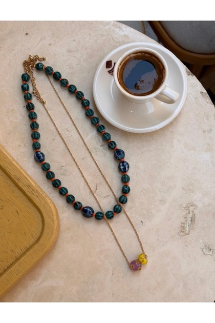 New Season Zr Brand Model 2-Piece Ibead Necklace / Ceramic Beaded Rope Necklace Set / Y Necklace