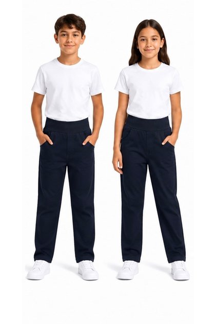 Children's Casual Pants with Pockets, Unisex Cotton Flexible Waistband Casual Pants for Girls and Boys