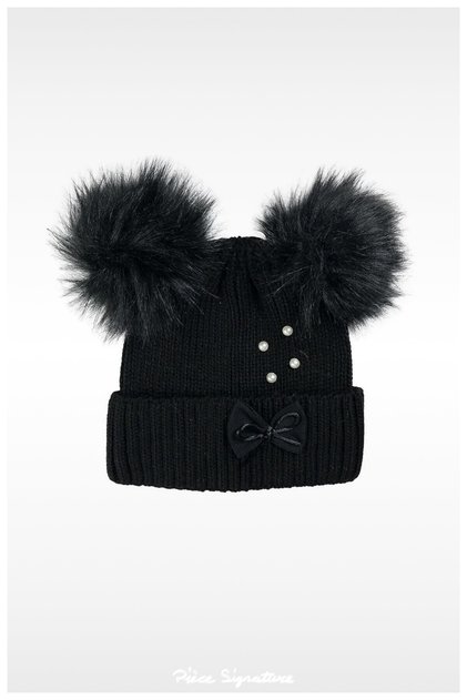 Double Pompom Decorated Beret