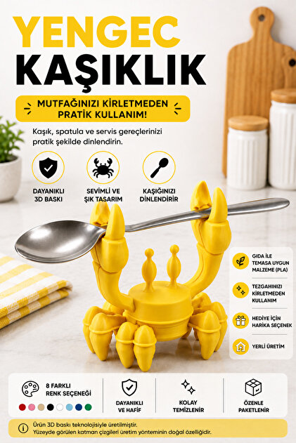 3D Printed Crab Spoon Holder |   Kitchen Countertop Spoon Resting Apparatus