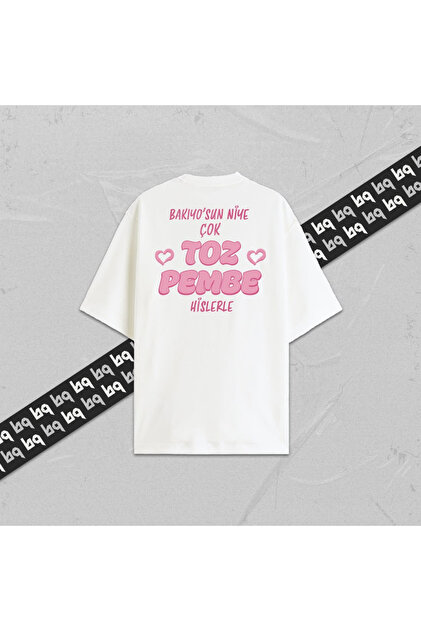 Manifest Powder Pink Unisex Lettering Back Print Oversize T-Shirt 100% Cotton Crew Neck White