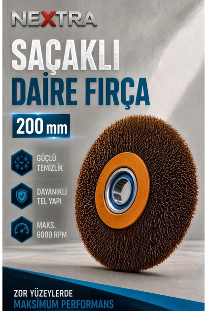 200mm Saçaklı Daire Tel Fırça - Taşlama Motoru için Paslanmaz Çelik Zımpara Fırçası