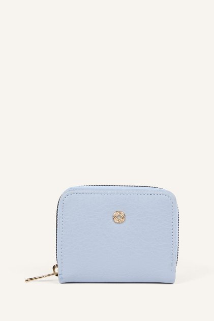 Women's Faux Leather Metallic Logo Zipper Wallet I5819Axns