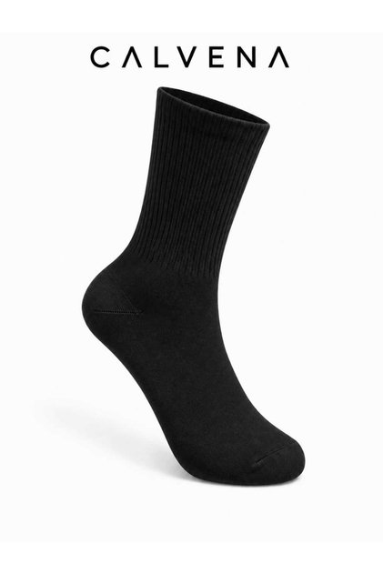 Unisex 6 Pairs Plain Black and White Cotton Woven Striped Short Tennis College Socks